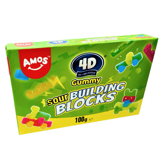 Amos 4D Gummy SOUR Building Blocks Theatre Box 12x100g